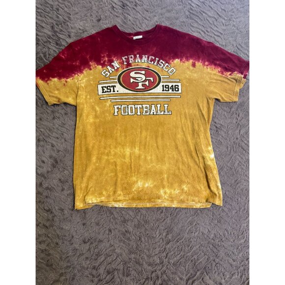 Vintage San Francisco 49ers Tie-Dye T-Shirt Est. 1946 Red & Yellow - Picture 1 of 4